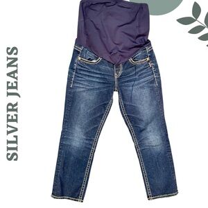 🛍️3/$40 Silver Jeans Suki Mid Capri Maternity Denim | W29 | Custom Stretch Panel
